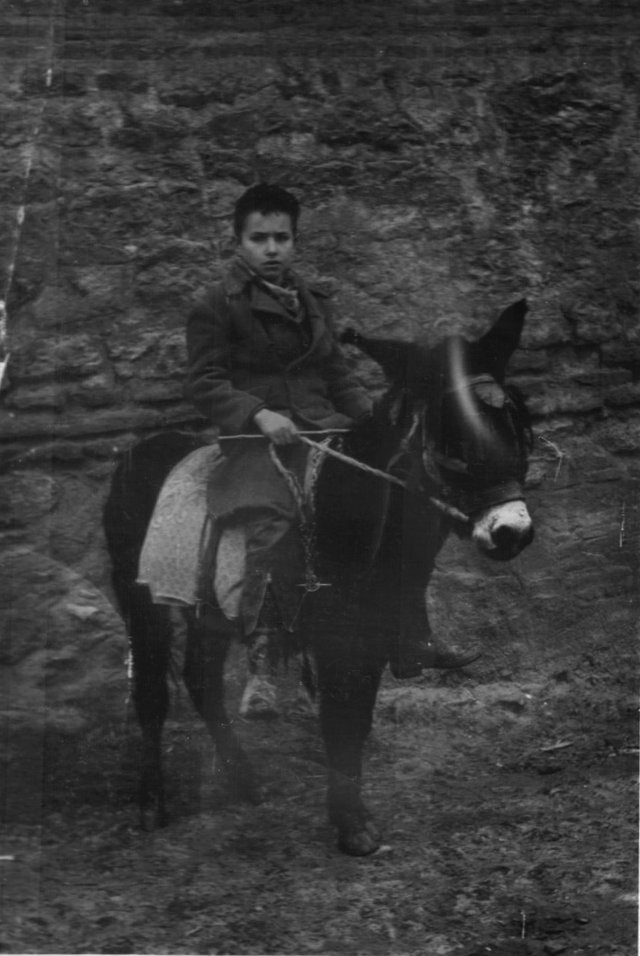 Foto de Ignacio Pascual con su burro en San Antón de Mayorga