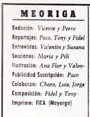 Imagen con los nombres del equipo de la revista Meoriga de Mayorga