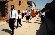 Foto de la banda de Cornetas y Tambores de Mayorga en Cabezón de Valderaduey 1990