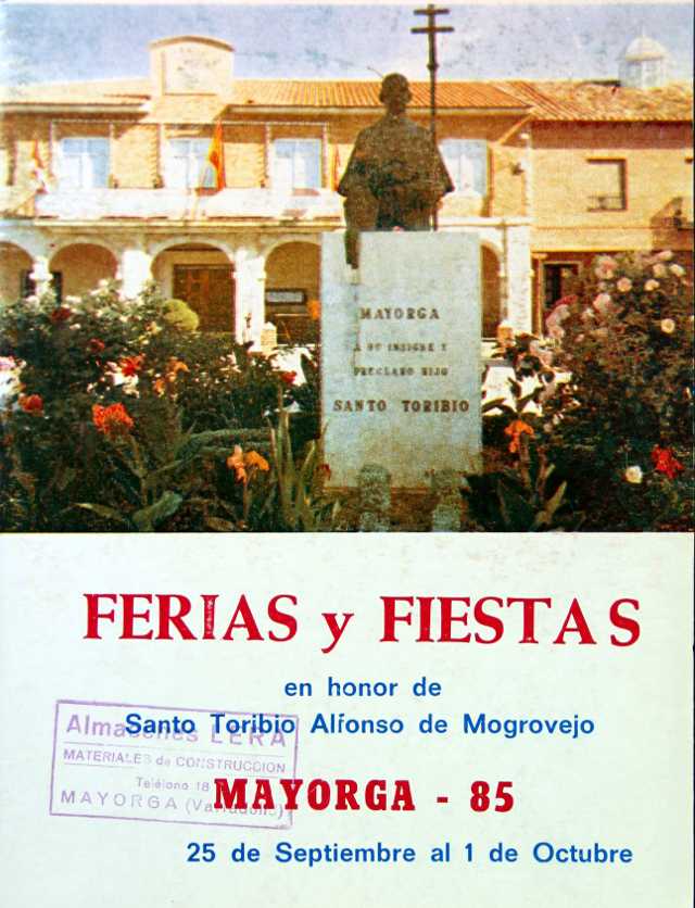 Portada programa fiestas Mayorga 1985