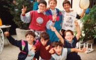 Foto de amigos en Mayorga celebrando un cumpleaños 1990