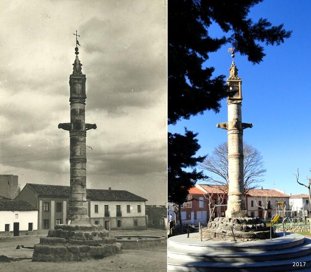 Foto de como era el Rollo de Mayorga antes y de como es ahora