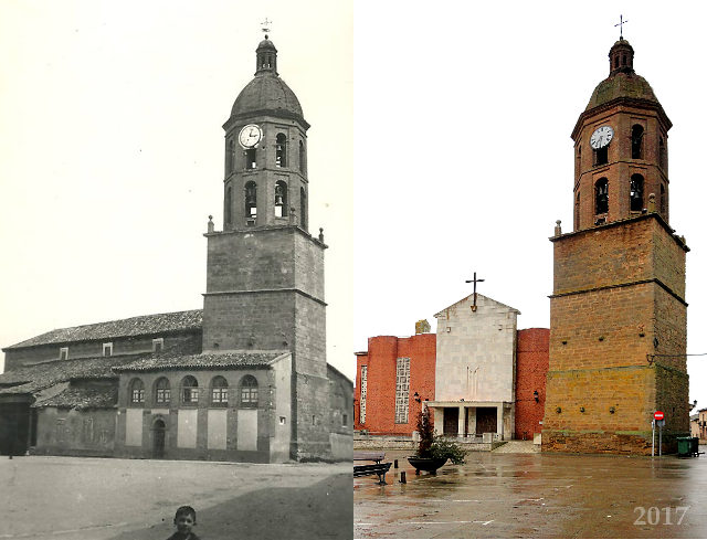 Iglesia de Mayorga en los años 70 y en 2017